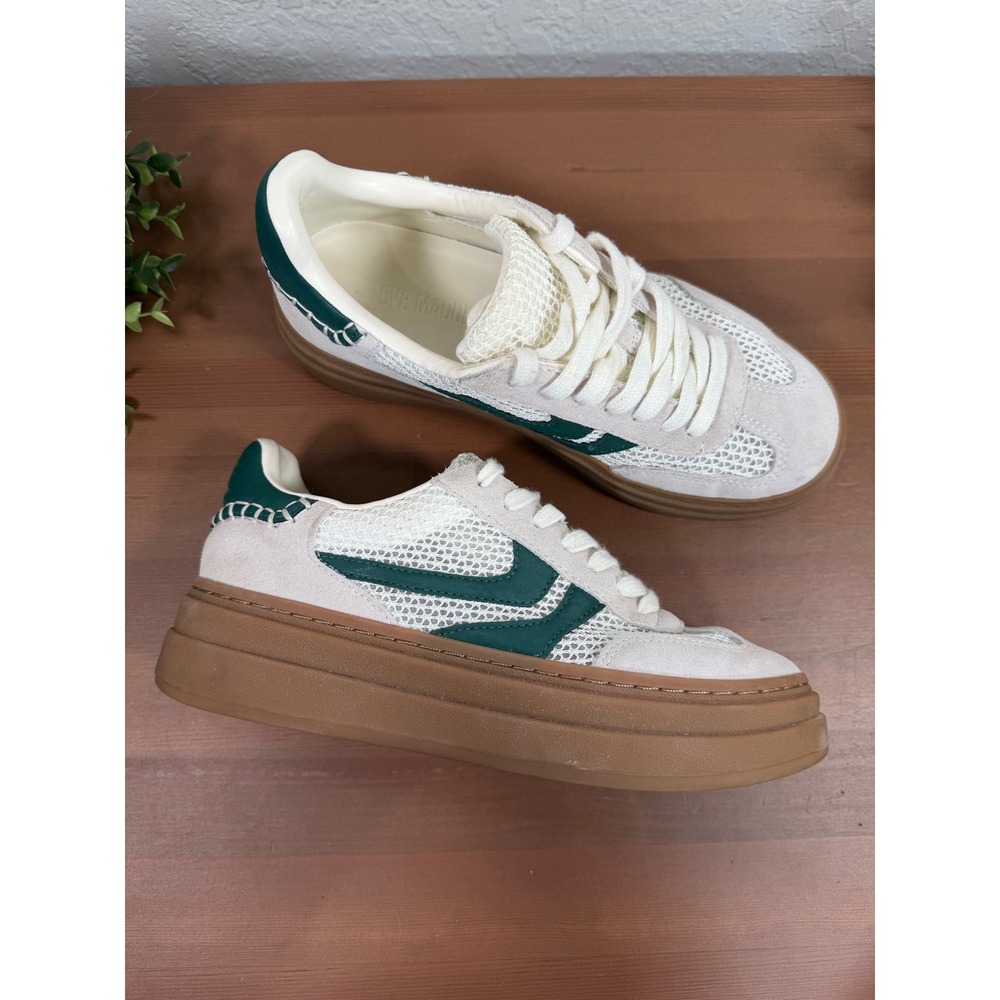Steve Madden Womens Dodge Green Mesh Platform Sneakers Size 6.5